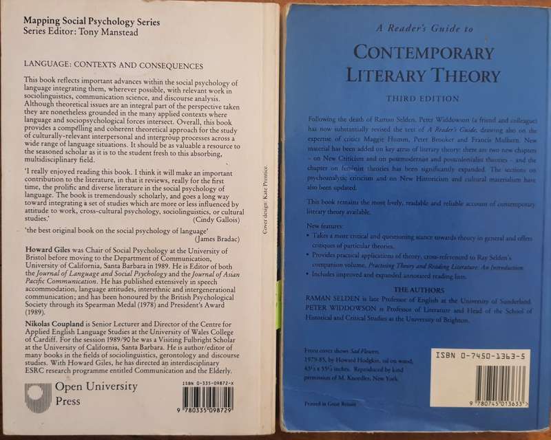 Contemporary Literary Theory & Language: contexts & consequences